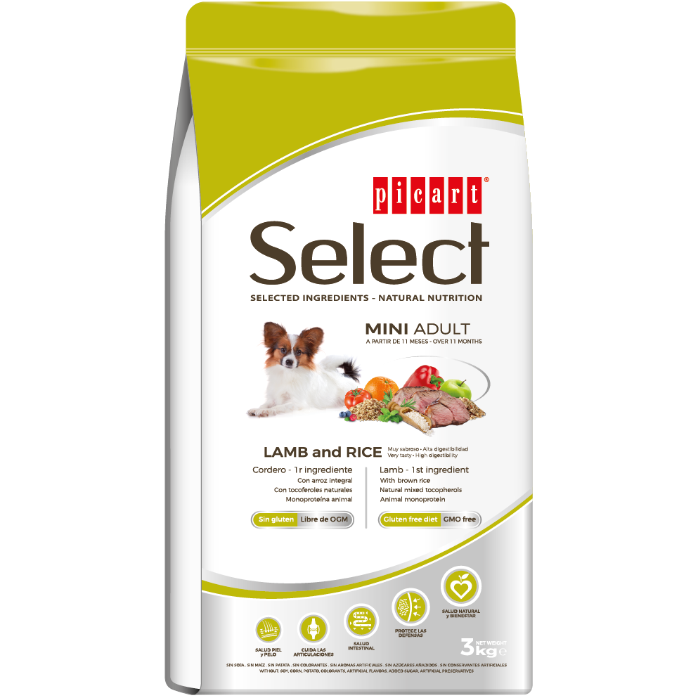 Picart Select Mini Adult Lamb and Rice  – Saco de 3 Kg
