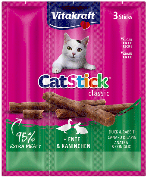Vitakraft Cat Stick Classic Pato y Conejo 3 uds