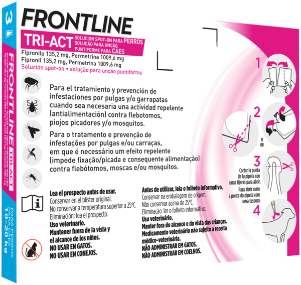 Frontline Pipetas Tri-Act Raza Mediana 10-20 kg