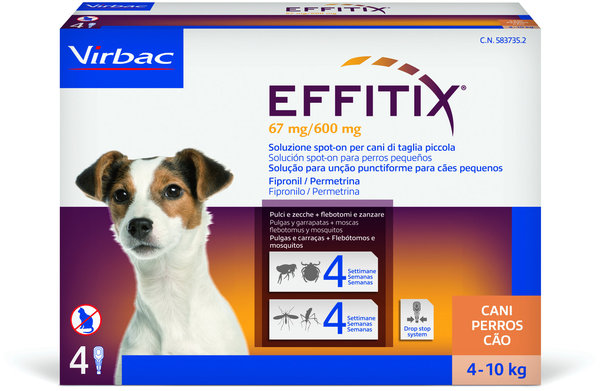 Virbac Effitix Spot-on para Perros de 4 a 10 kg 24 Pipetas