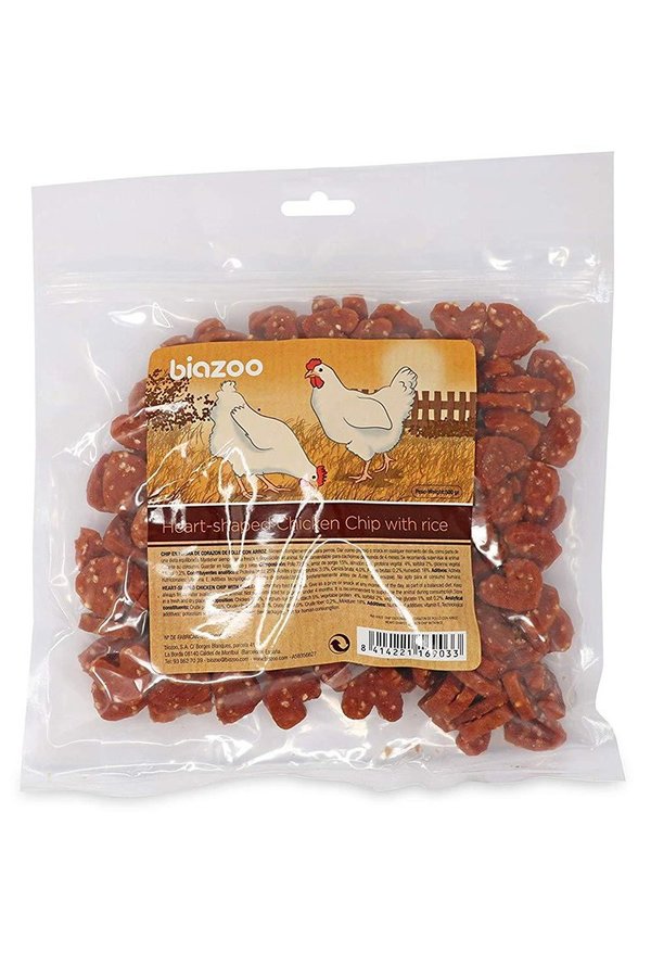 Biozoo Snack Natural Chip Corazon de Pollo y Arroz 500 gr