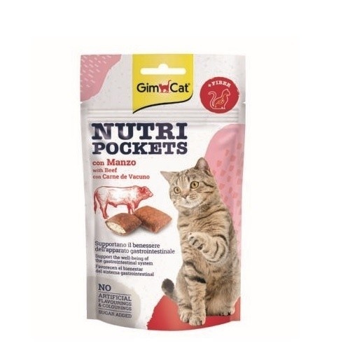 GimCat Nutri Pockets Snacks para Gatos Buey Malta 60 gr