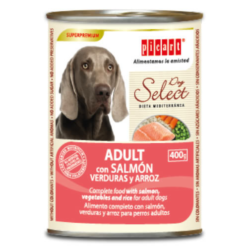 Select Dog Adult Húmedo con Salmón, Verduras y Arroz 400 gr