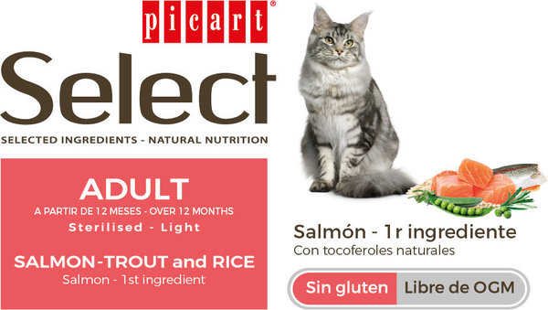 Picart Select Cat Adult Sensitive Light-Sterilised Salmon, Trout and Rice